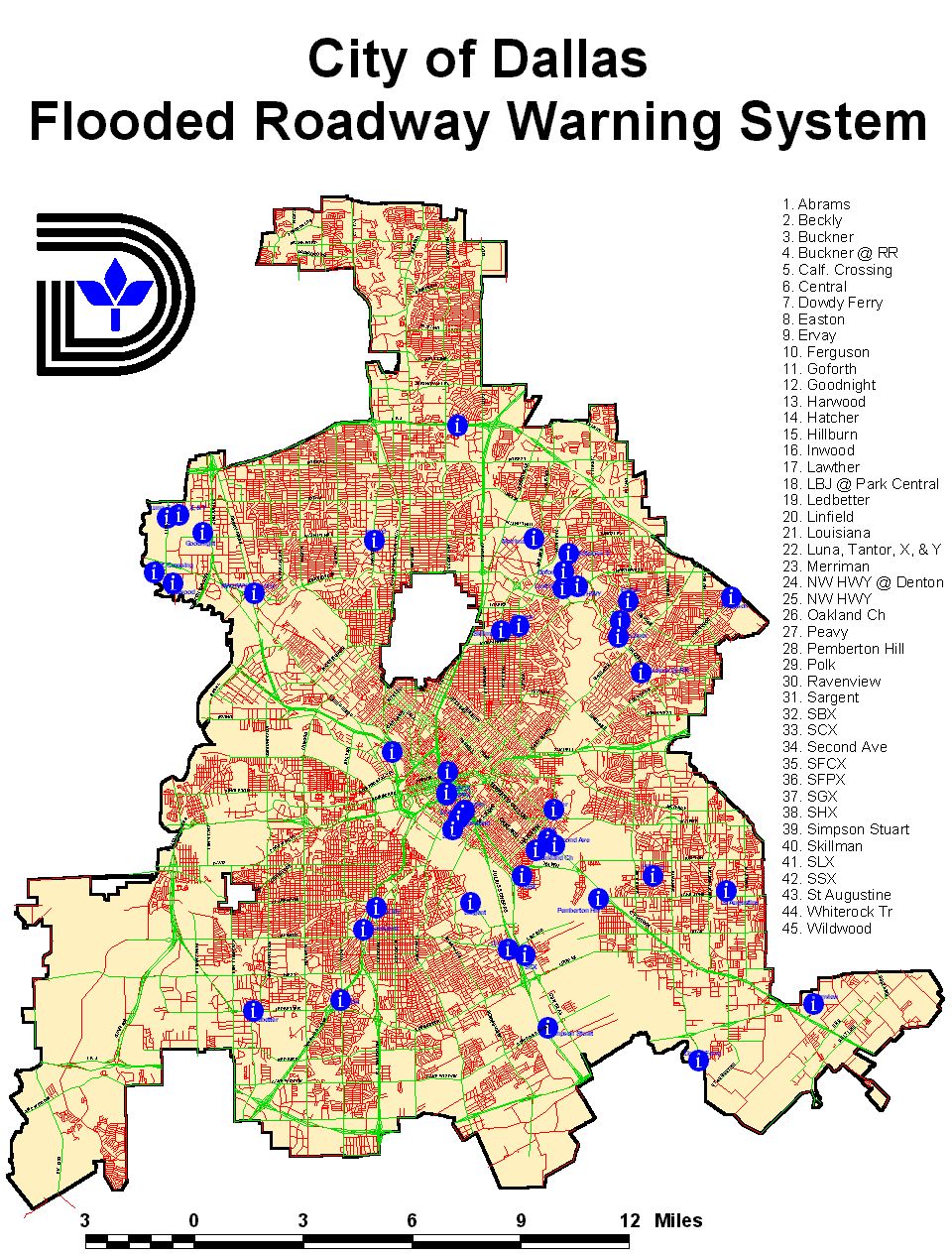 Dallas Flood Zone Map Flooded Roadway Warning System
